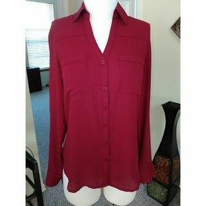 Express Portofino Shirt Dark Red XS